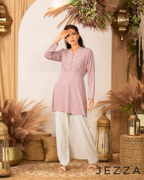 V-Neck Above-Knee Polyester Top 62461